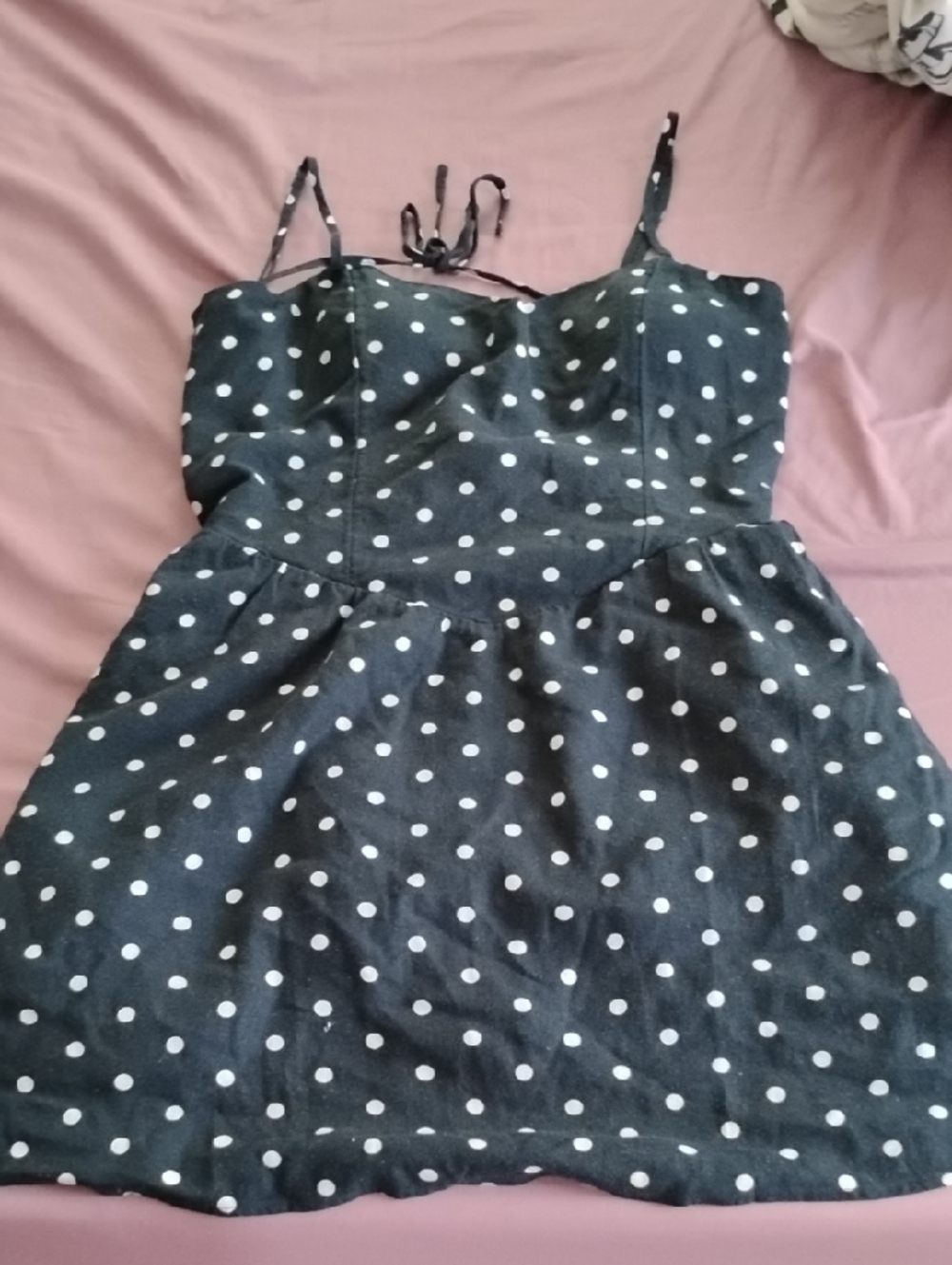 Hollister Black Dress with White Polka Dots